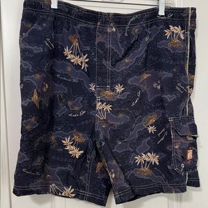 Caribbean Joe Men's Swim Shorts - Navy and Tan